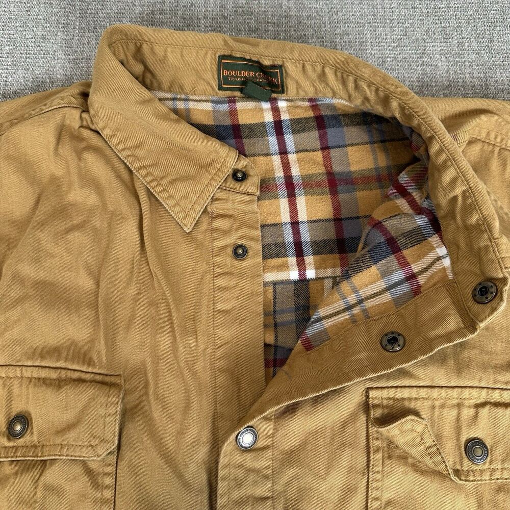 Boulder Creek 2XL Tall Mens Big & Tall Long Sleeve Lined Shacket Tan Khaki